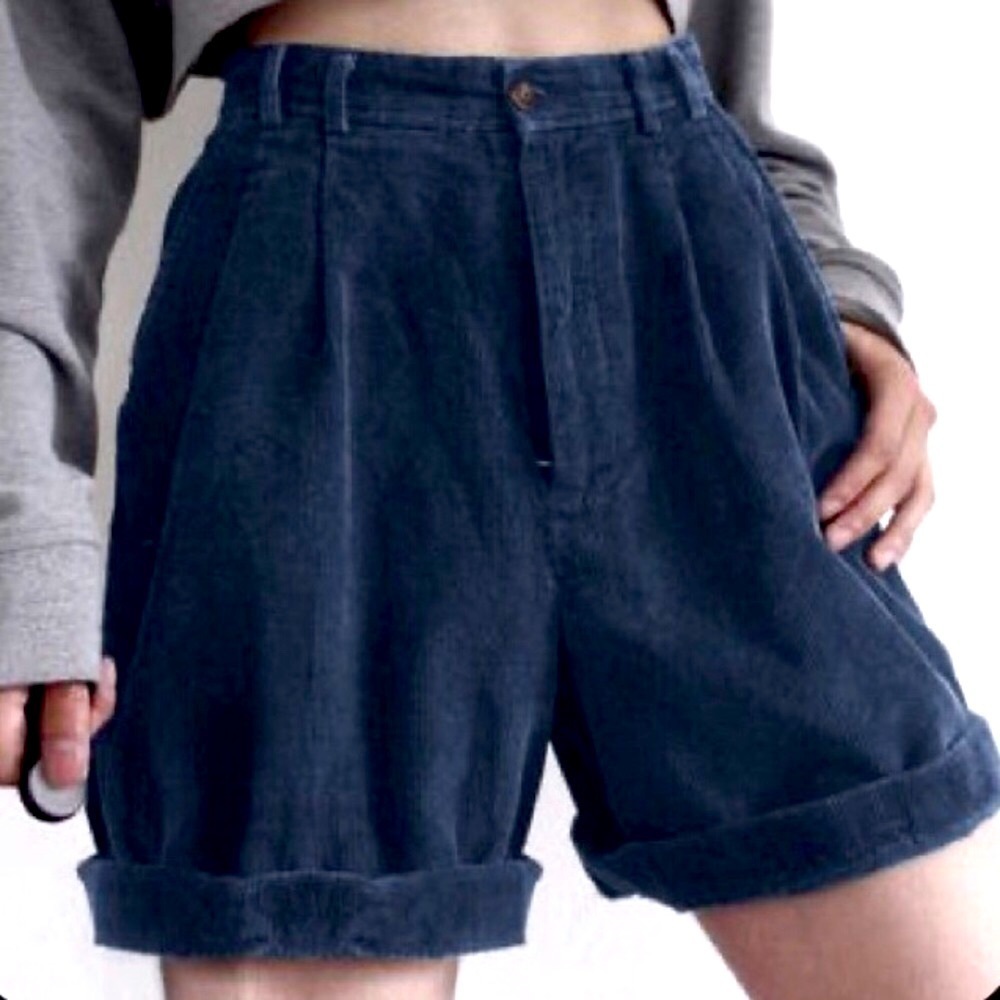 Karen Scott Vintage Navy Blue High rise Corduroy Shorts 14